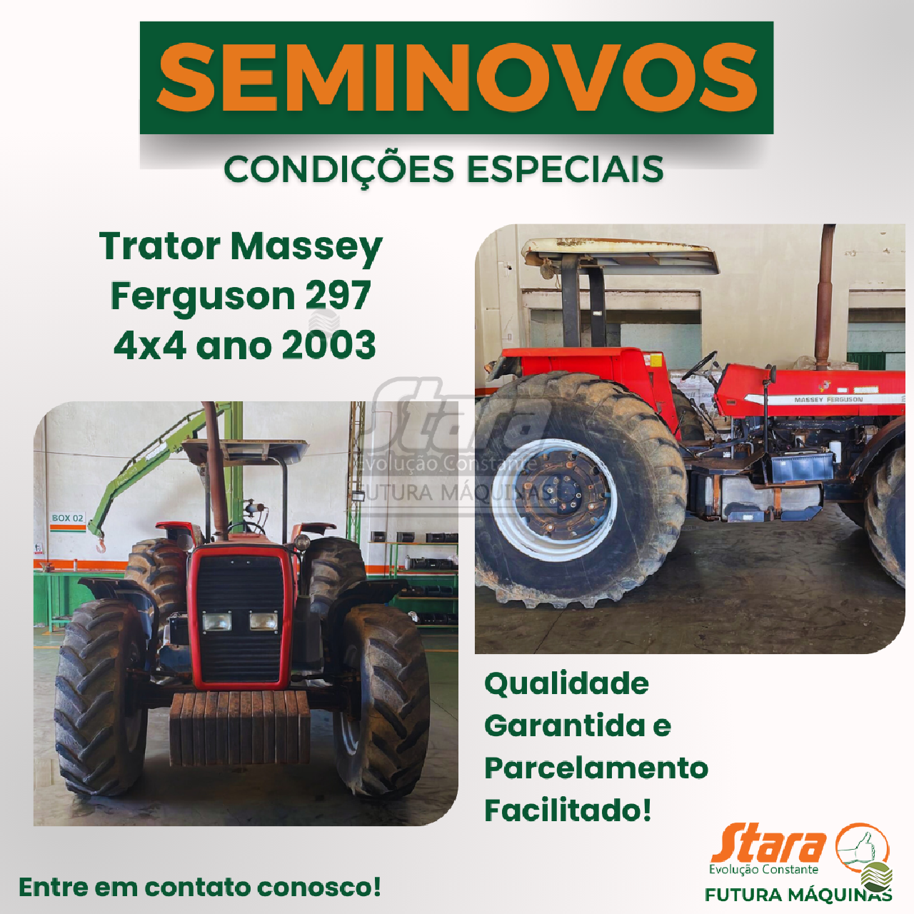 TRATOR MASSEY FERGUSON MF 297 Tração 4x2 Futura Máquinas Agrícolas - Stara PATOS DE MINAS MINAS GERAIS MG